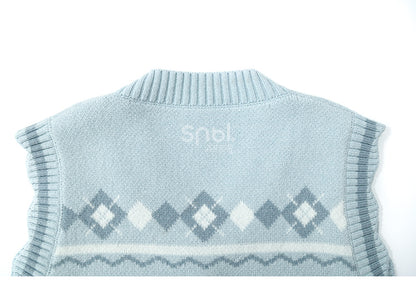 Blue Teddy Bears Pattern Scalloped Edge Trim Vest