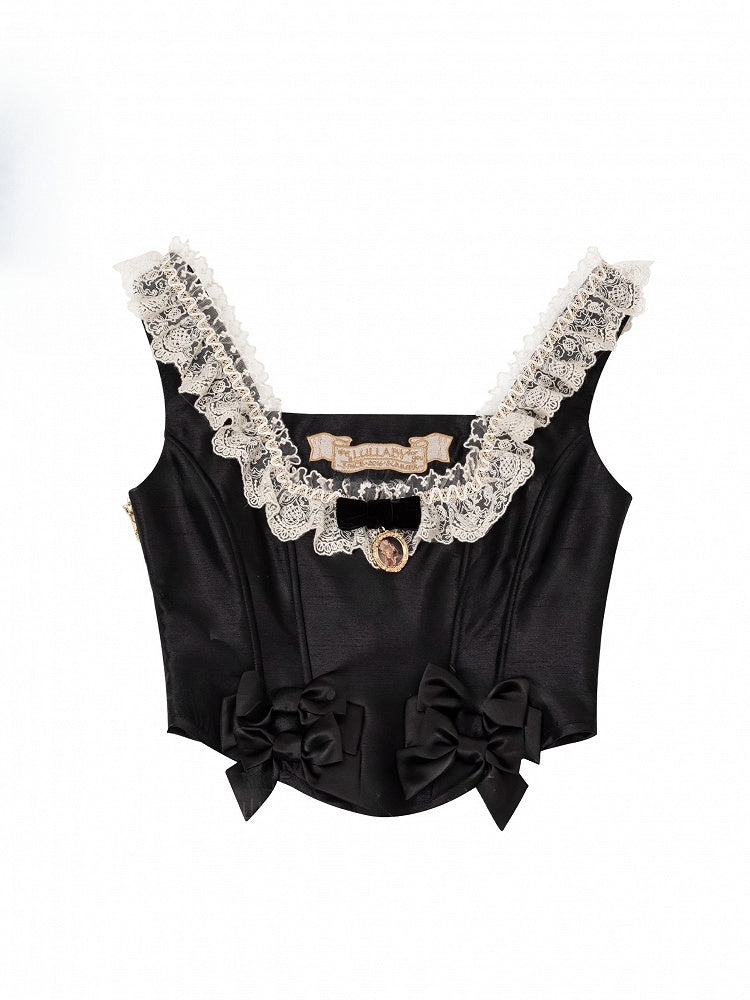 Back Lolita And Trim Up Top Bow Lace- With Black Details Lace