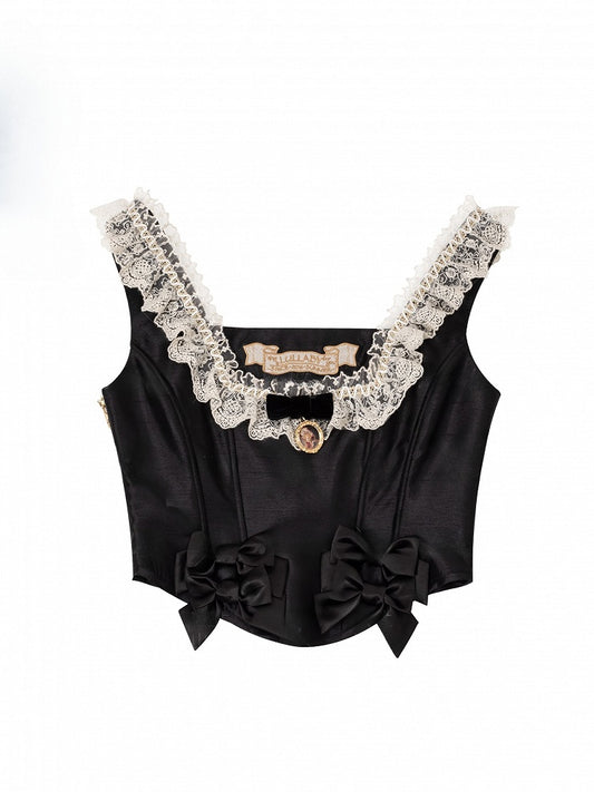 Back Lolita And Trim Up Top Bow Lace- With Black Details Lace