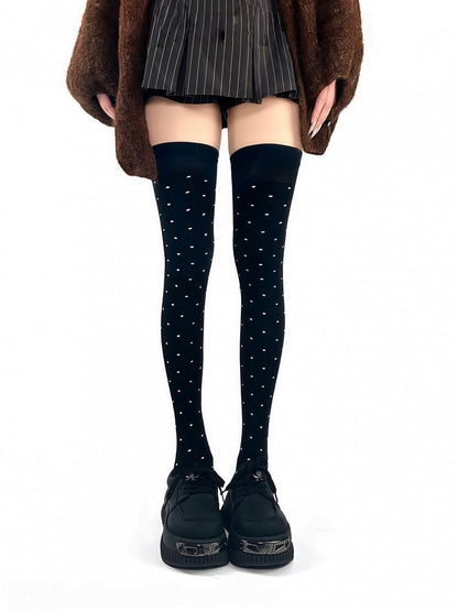 Polka-dot Slimming Retro Stockings Pattern 3 Colors Compression