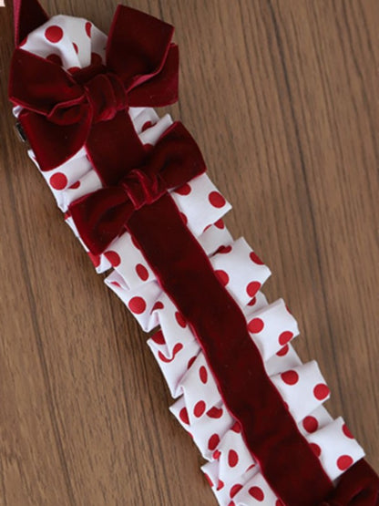 Dot Sweet Hairband Velvet RedWhite Bowknot Lolita Polka