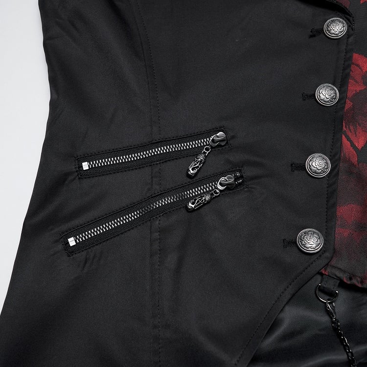 Asymmetrical Gothic Design Black Vest Men's