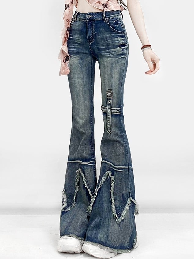 Raw Flare Glamorous Hem Silhouette Jeans Bittersweet Blue