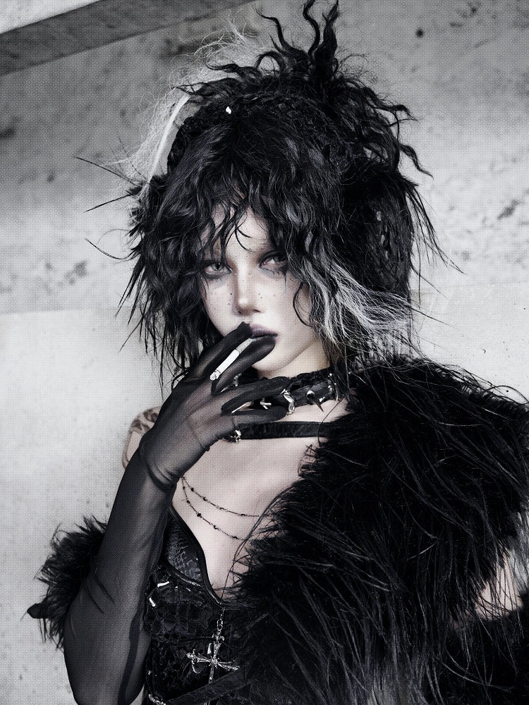 黒いふわふわのイヤーマフ