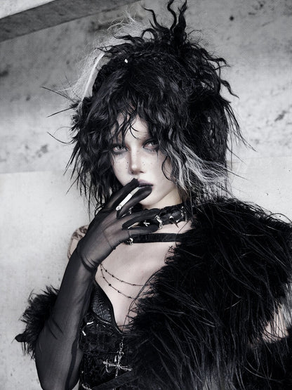 黒いふわふわのイヤーマフ