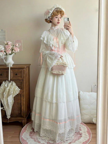 Straw Bead Pink Flowers Tassels Flat Decorated Hat