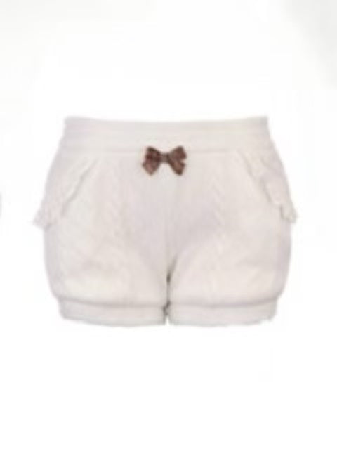 Brown Detail Lace-Trimmed With Shorts Knit Pocket Fleece Bow White