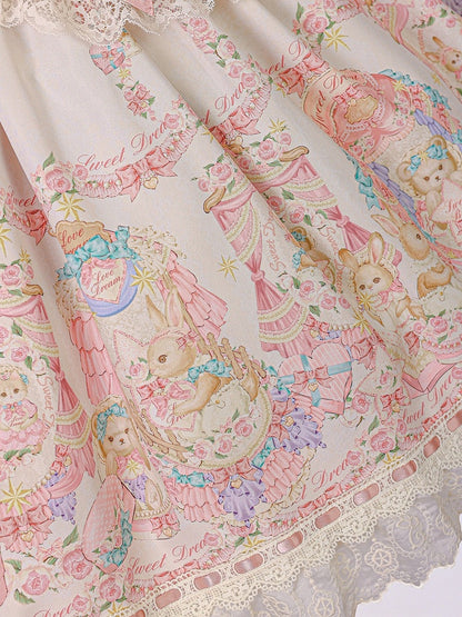 Doll Theme JSK Dress in Blue & Pink with Bow Accents, Lolita Style - Alice Girl