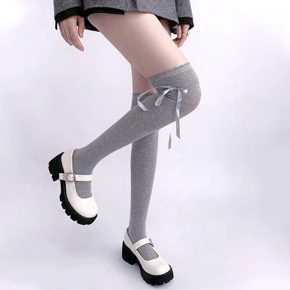 ブラック / ホワイト / グレー / ブラウン スイート セルフタイ 蝶結び JK ストッキング