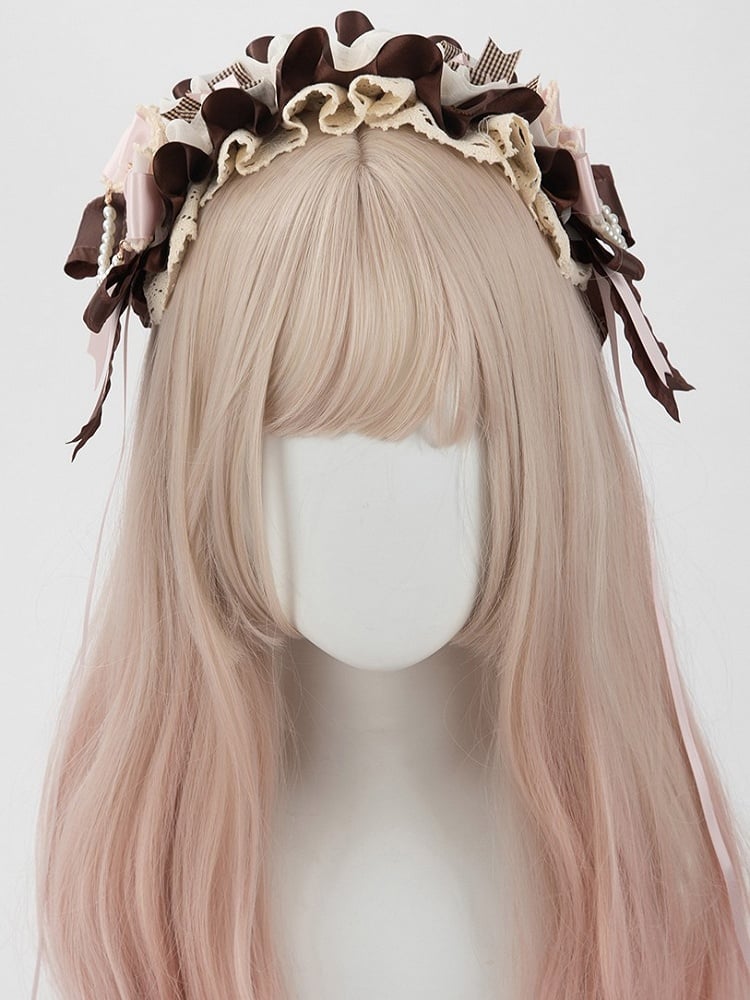 Lace Brown Lolita Dessert Hairband Sweet Pink