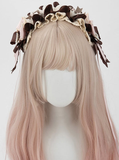 Lace Brown Lolita Dessert Hairband Sweet Pink