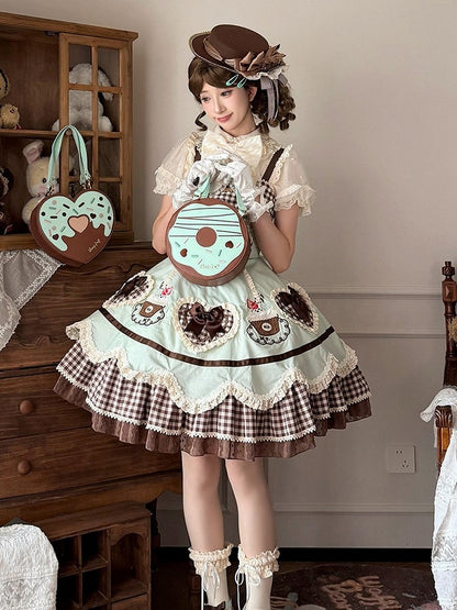 Mint and Chocolate Sweet Donut-Shaped Purse - Sheep Puff Bag