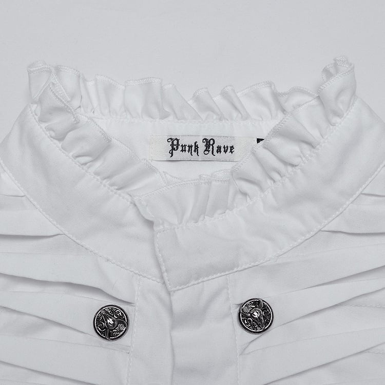 3D White Pleated Shirt Goth Men's