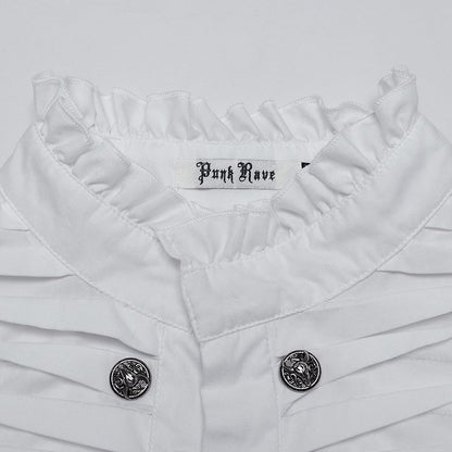 3D White Pleated Shirt Goth Men's