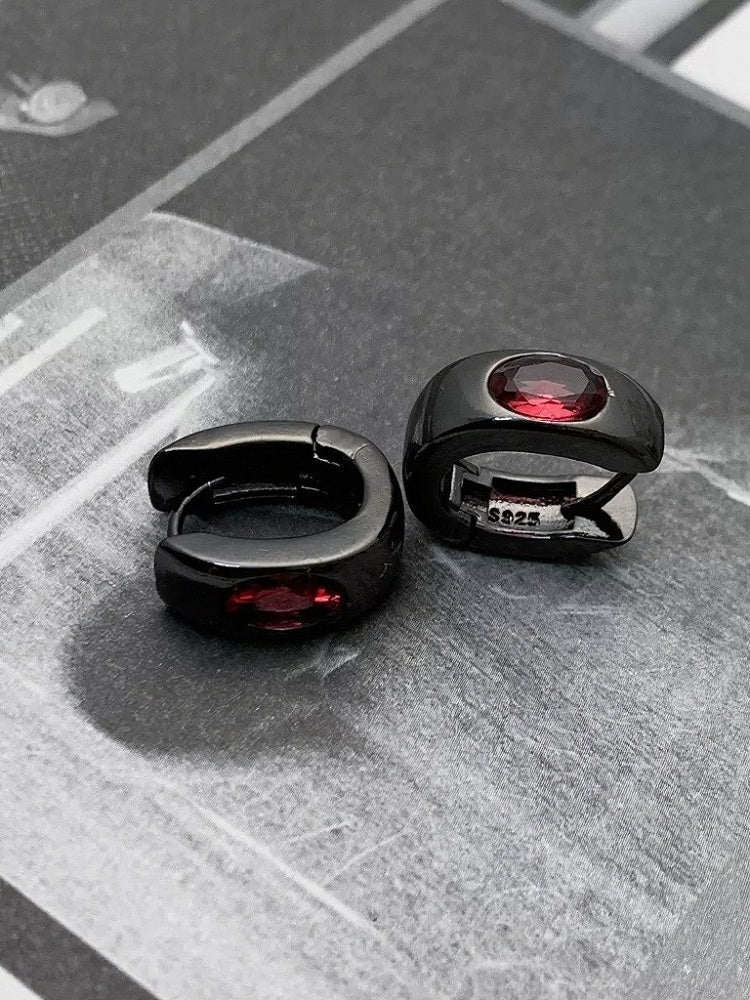Red Rhinestone Black Earrings - YSHXS