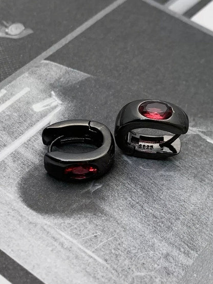 Red Rhinestone Black Earrings - YSHXS