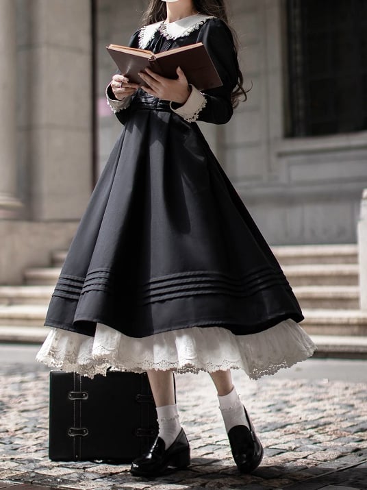 Elegantes Kleid Juliette Schwarze Ärmel