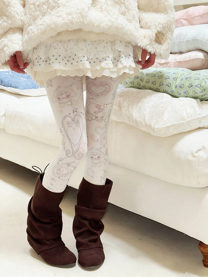 Pastel Cartoon Print Pantyhose