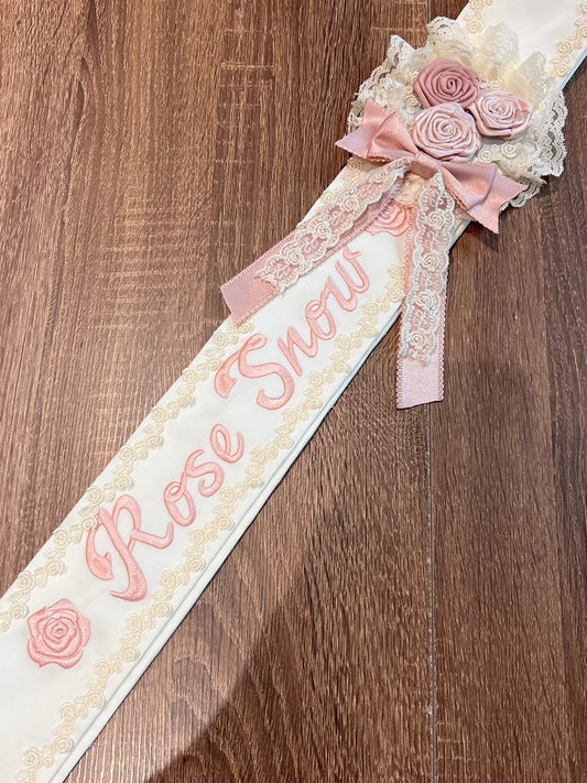 Pink Floral Lace Brooch with Sash Set - Sweet Dream Box