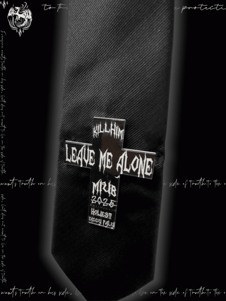 Tie Y2K Black Punk Cross Applique