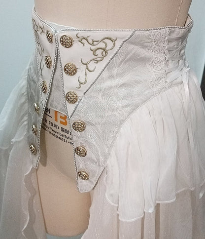 Buttons Ouji Lolita Gold-tone Belt White Corset