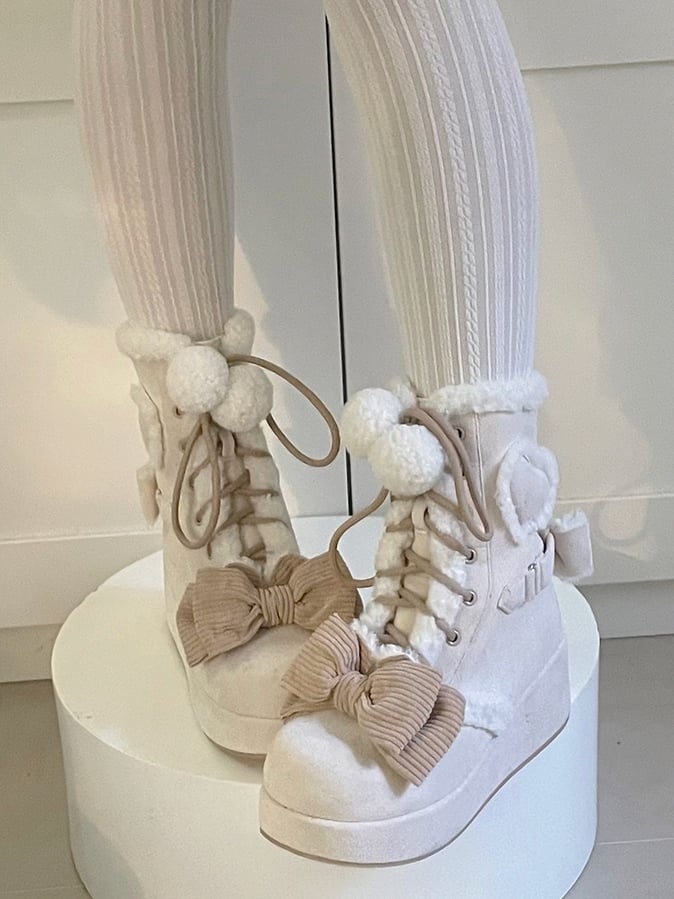 Apricot Sweet - Platform Lolita for Sole 6cm/8.5cm Winter Boots