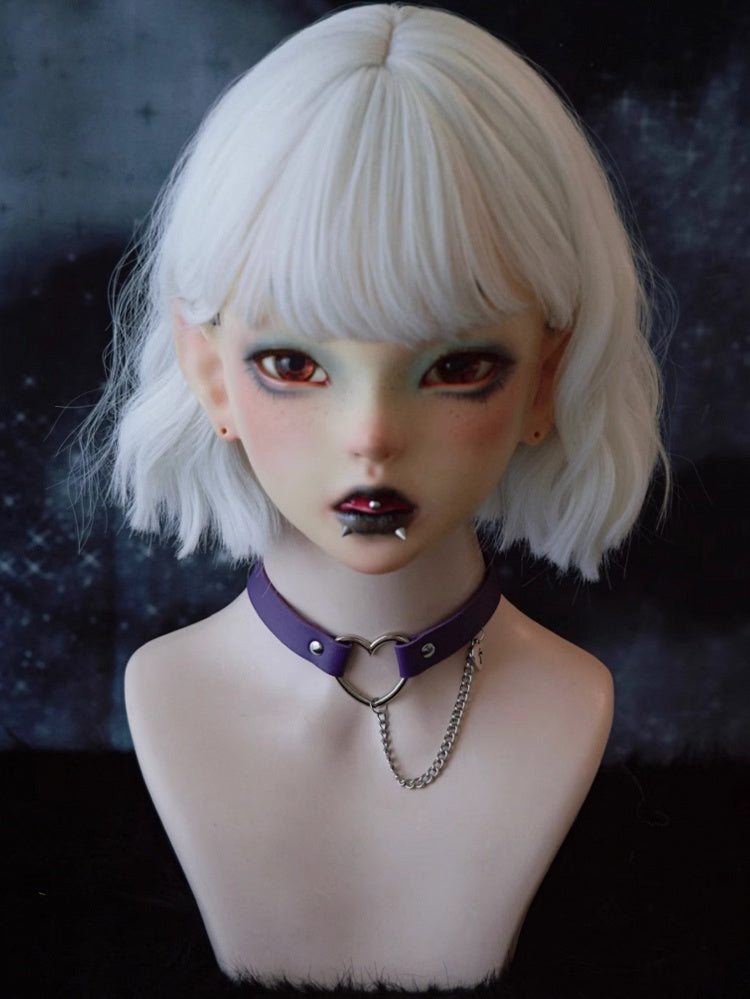 Choker Cross-shaped Pendant Heart Cut-out Purple And Chain Gothic