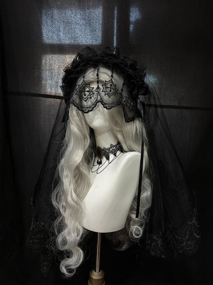 Gothic Hairband Veil with Lace Details - Custom Made Earrings