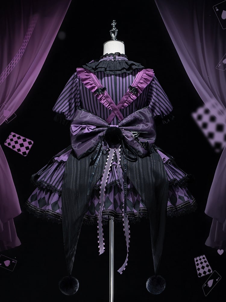 Sweet Purple Theme Pattern Circus OP Lolita Dress Vibes Bunny Kuromi Striped