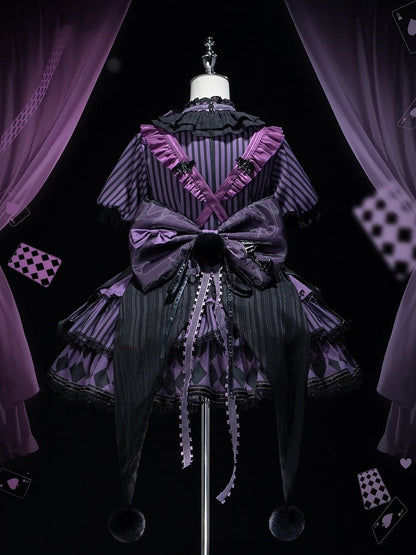 Sweet Purple Theme Pattern Circus OP Lolita Dress Vibes Bunny Kuromi Striped