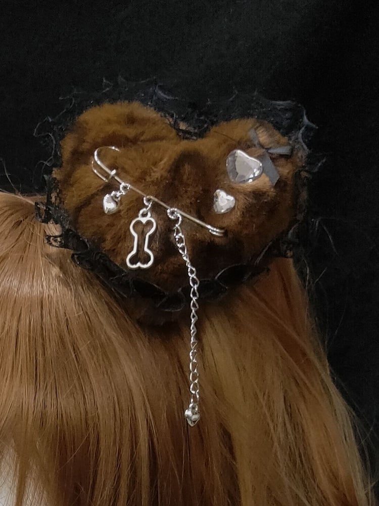 Trim Pattern Hairclip Tiger Color 4 Spot Heart Lace Options Plush