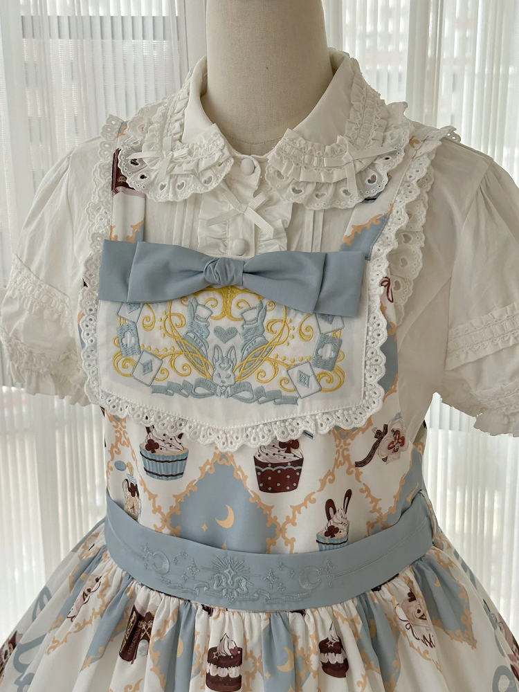 Alice in Wonderland Bunny Print Sweet Lolita Overall Dress