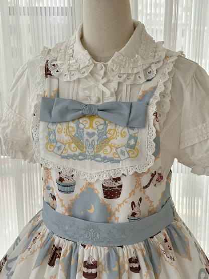 Alice in Wonderland Bunny Print Sweet Lolita Overall Dress