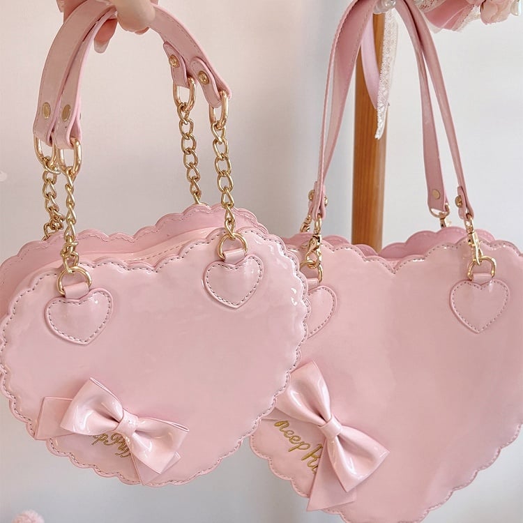 Fastening Pink Sweet for Biscuit Bag - Shape Decor Bow Featuring Lolita Light Small Zipper with Heart Size
