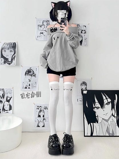Thigh-High Print - 2 Anime Colors Expression Stockings