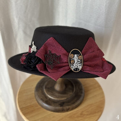 Printed Gothic with Lolita Web Bowknot / Hat Spider Patterned