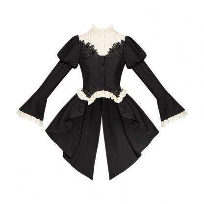 Black Ouji Swallow Tail Gothic Lolita Long Sleeves Top