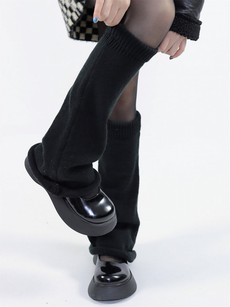 Knit Kawaii Fashion Leg Black Warmers