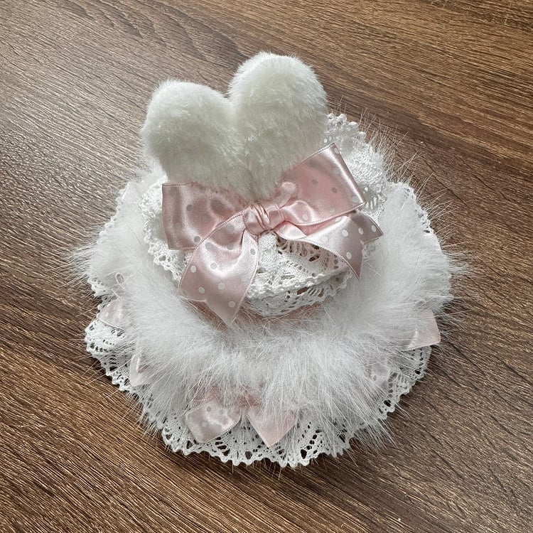 Plush Hat Accents Ears Mini Sweet Bow Lolita Pink Bunny