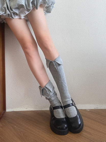 Black/White/Gray Decoration With Button Underknee Stockings