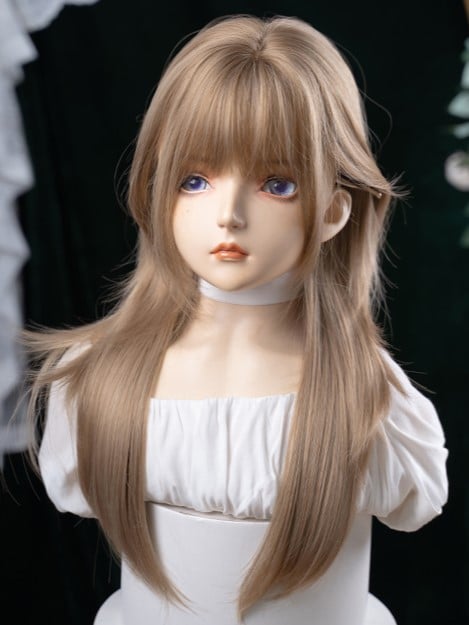 With LIght Brown Length Air 65CM Bangs Straight Wig