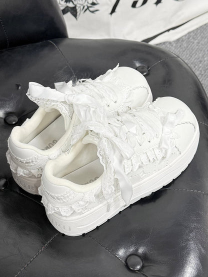 Kei Lace with Platform Details Platforms White Jirai Closure Lace-up