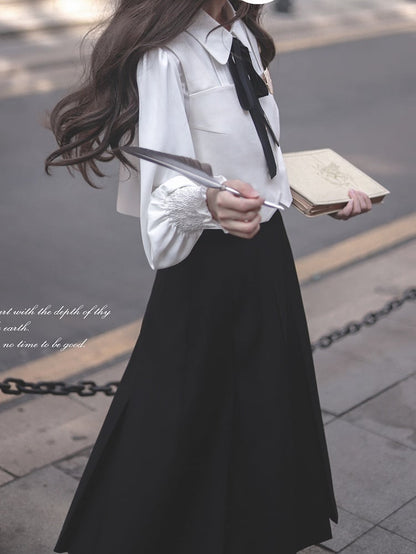 JK Uniform White Cape with Self-tie Straps
