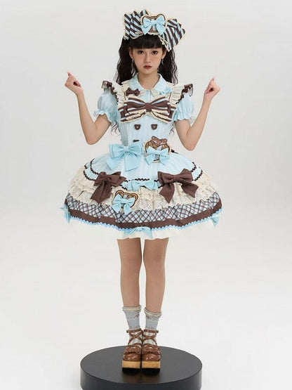 Details Kawaii Puff Theme JSK Dress Sleeves at with Chocolate Bowknot Back Lolita -