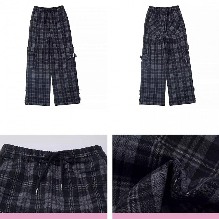 Schwarze Cargo-Taschen-Karohose