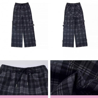 Schwarze Cargo-Taschen-Karohose