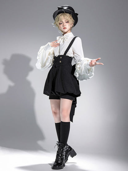 Sleeves Long Ouji with Shirt Bishop Bowtie Lolita White