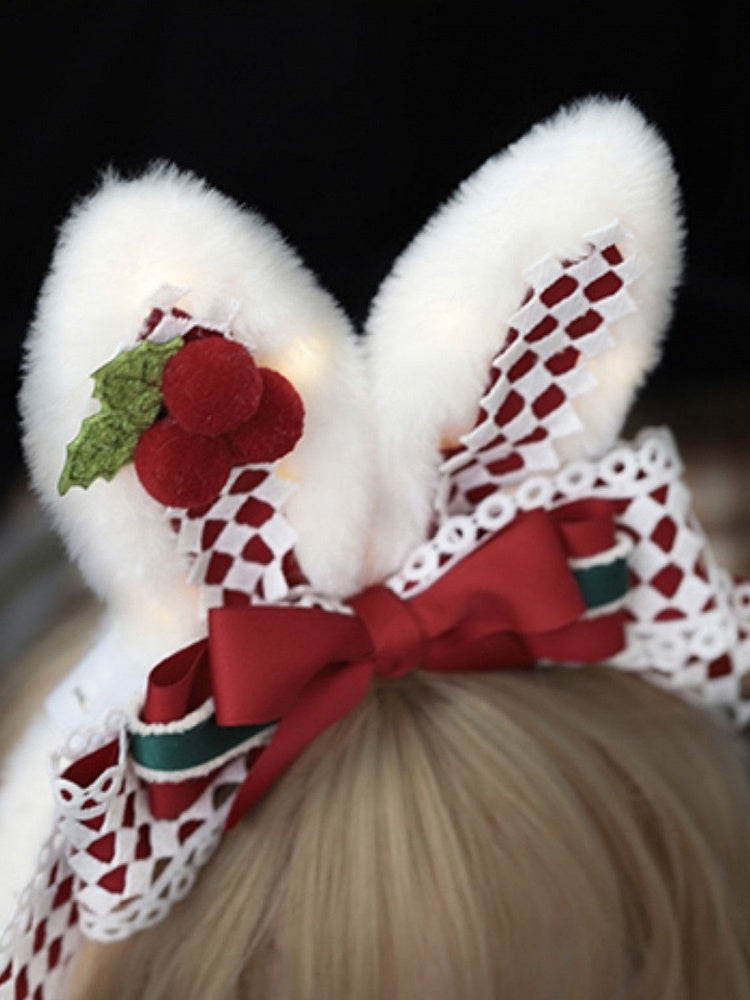 Light-up Bowknot Lolita Plush Ear Bunny Christmas KC