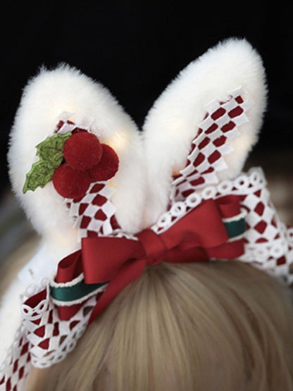 Light-up Bowknot Lolita Plush Ear Bunny Christmas KC