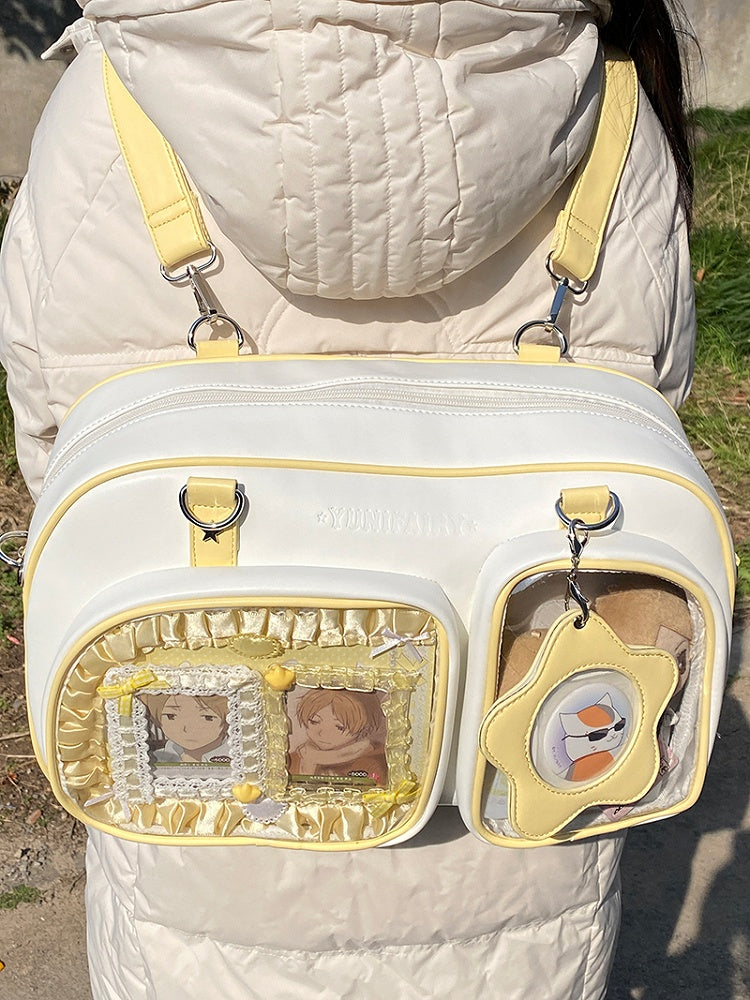 Creamy Yellow Contrast Trim Bread-shaped Ita Shoulder Bag
